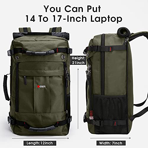 KAKA حقيبة ظهر كاكا للسفر، حقيبة محمولة مقاومة للماء معتمدة للطيران حقيبة دفل للرحلات حقيبة ظهر للرجال والنساء (ترقية خضراء) - Image 3