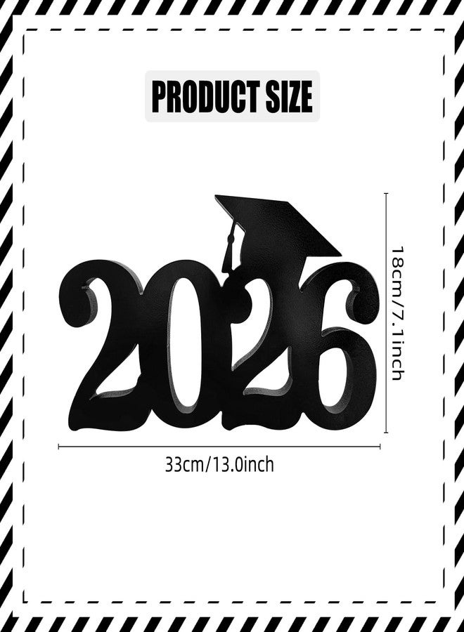 SZTZPW Graduation Decorations 2026 Wooden Table Decor,13x7inch Double Sided Hollowed-out Class of 2026 Black Graduation Centerpieces for Tables,Congrats Grad Party Decorations Indoor Outdoor - Image 2