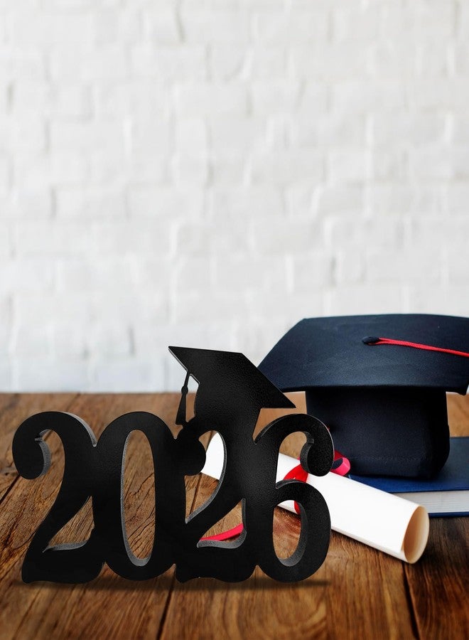 SZTZPW Graduation Decorations 2026 Wooden Table Decor,13x7inch Double Sided Hollowed-out Class of 2026 Black Graduation Centerpieces for Tables,Congrats Grad Party Decorations Indoor Outdoor - Image 3