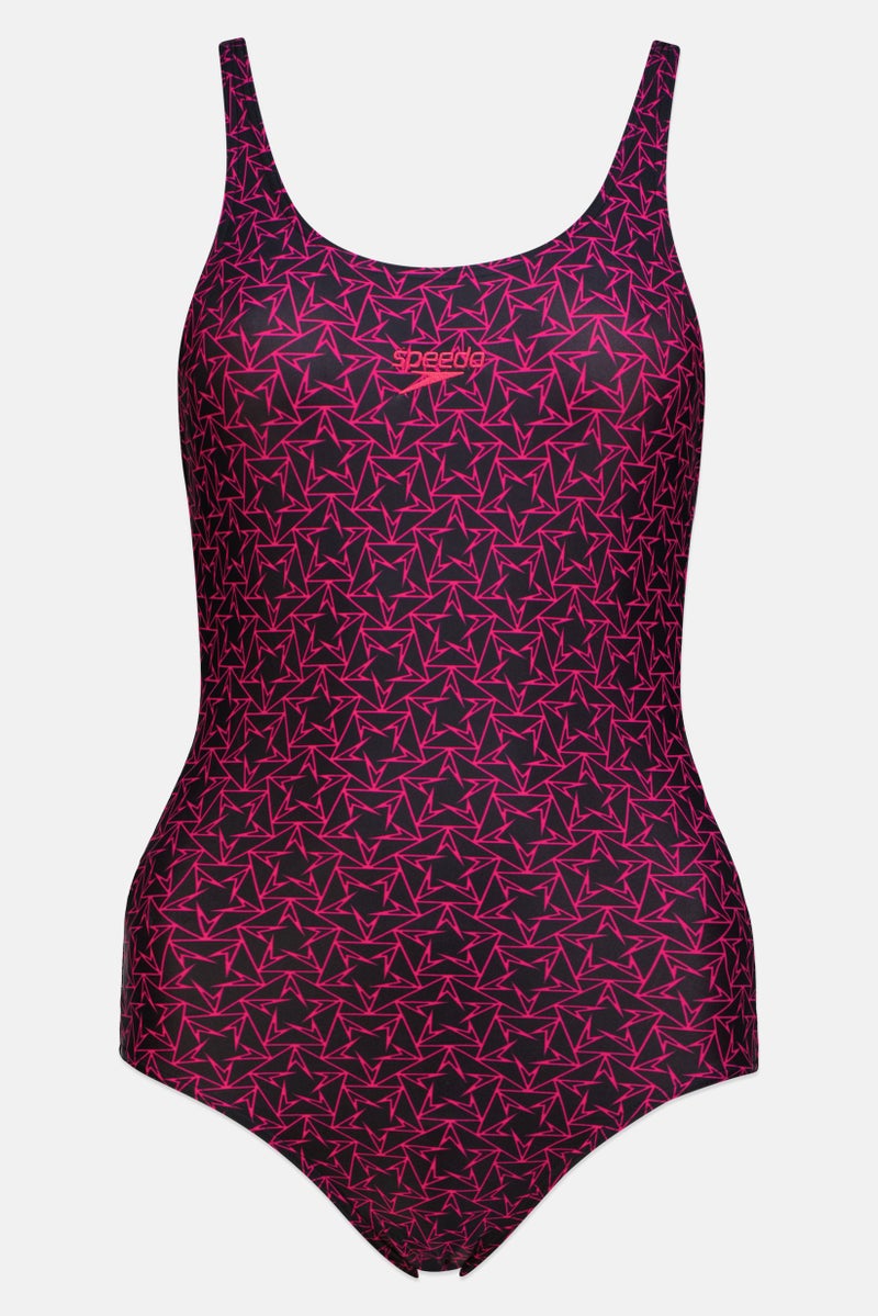 speedo Women Allover Print Non Padded One Piece, Multicolor - Image 1