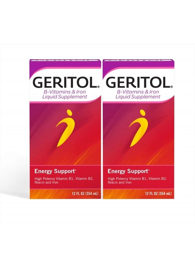 Geritol B-Vitamins and Iron Liquid Supplement, 12-Ounce, 2 Count - Image 1