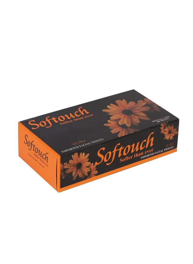 Softouch 2 Ply Face Tissue - 100 Pulls Per Box (200 Sheets) | Pack Of 6 | Total 600-1200 Soft Tissues | Gentle & Absorbent Facial Tissue  - Image 2
