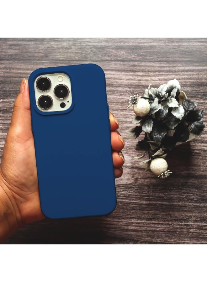 AKSESORY iPhone 13 Pro Premium Silicone Case - Ultra Slim Shockproof Phone Cover with Microfiber Lining, Anti Scratch Smooth Touch Protective Back Case, Drop Protection (Blue) - Image 3