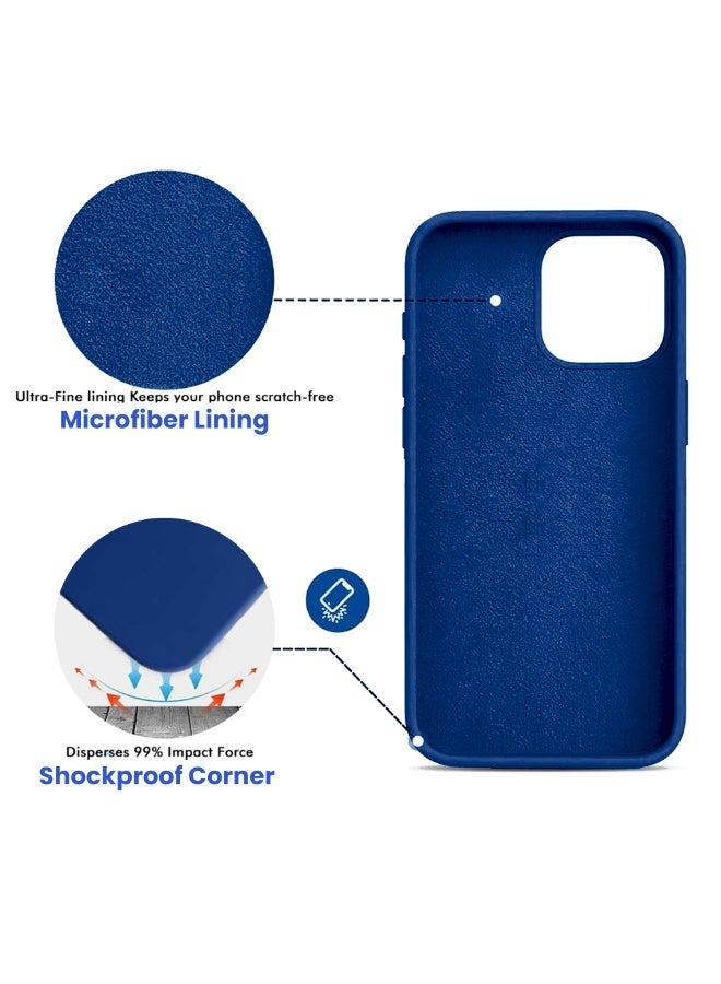 AKSESORY iPhone 13 Pro Premium Silicone Case - Ultra Slim Shockproof Phone Cover with Microfiber Lining, Anti Scratch Smooth Touch Protective Back Case, Drop Protection (Blue) - Image 4