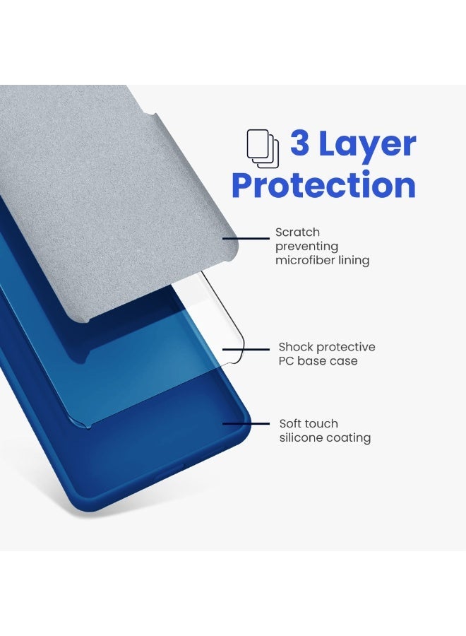 AKSESORY iPhone 13 Pro Premium Silicone Case - Ultra Slim Shockproof Phone Cover with Microfiber Lining, Anti Scratch Smooth Touch Protective Back Case, Drop Protection (Blue) - Image 5