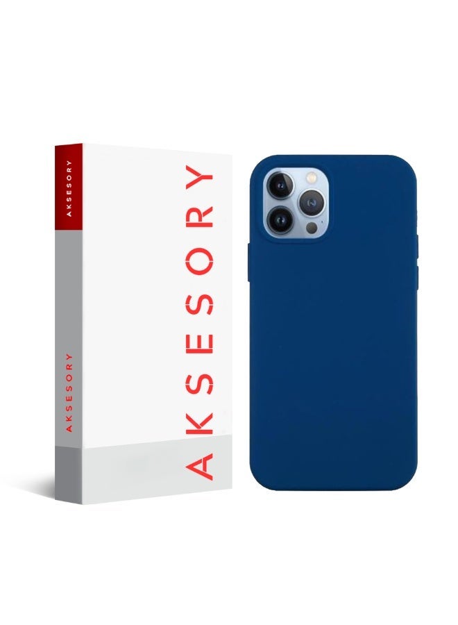 AKSESORY iPhone 13 Pro Premium Silicone Case - Ultra Slim Shockproof Phone Cover with Microfiber Lining, Anti Scratch Smooth Touch Protective Back Case, Drop Protection (Blue) - Image 1