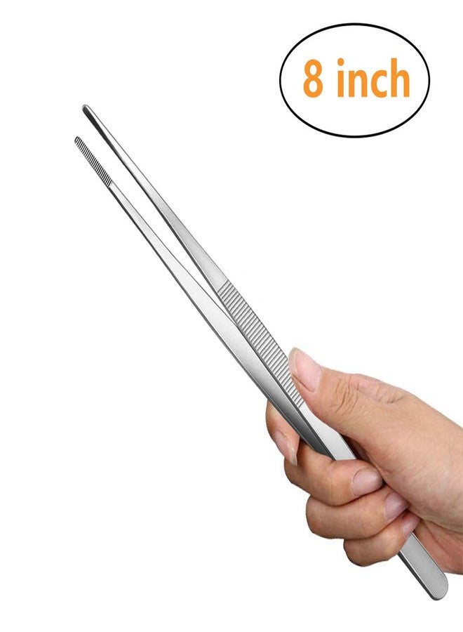 Cyimi ملقط مطبخ من الفولاذ المقاوم للصدأ من سييمي، طوله 8 بوصات، ملقط طعام كبير شديد التحمل مع أطراف مسننة دقيقة للطهي (8 بوصات مستقيمة + منحنية). - Image 3