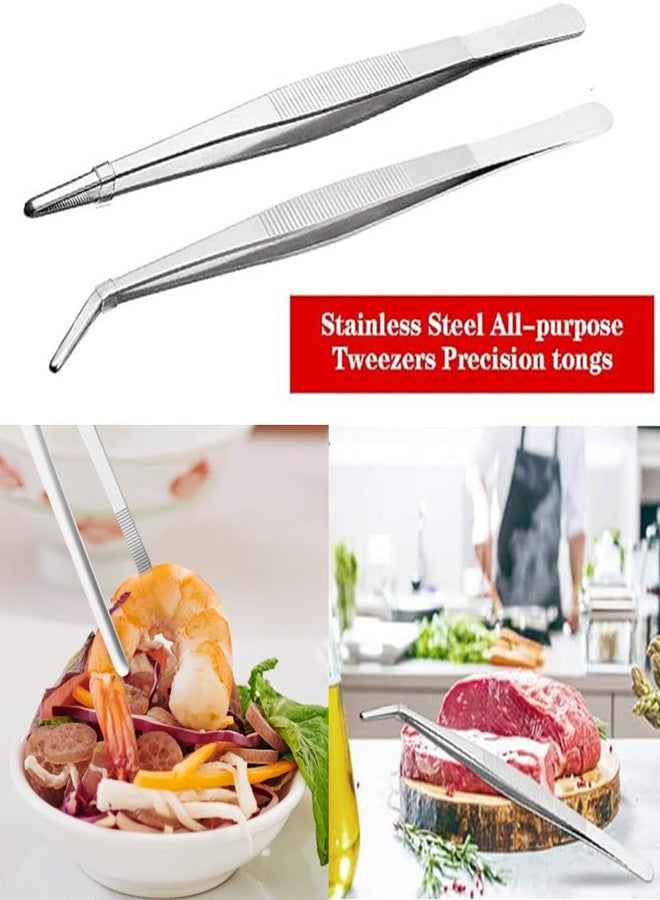 Cyimi ملقط مطبخ من الفولاذ المقاوم للصدأ من سييمي، طوله 8 بوصات، ملقط طعام كبير شديد التحمل مع أطراف مسننة دقيقة للطهي (8 بوصات مستقيمة + منحنية). - Image 5