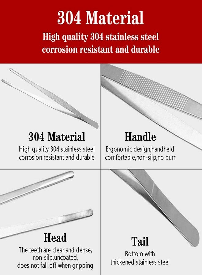 Cyimi ملقط مطبخ من الفولاذ المقاوم للصدأ من سييمي، طوله 8 بوصات، ملقط طعام كبير شديد التحمل مع أطراف مسننة دقيقة للطهي (8 بوصات مستقيمة + منحنية). - Image 4