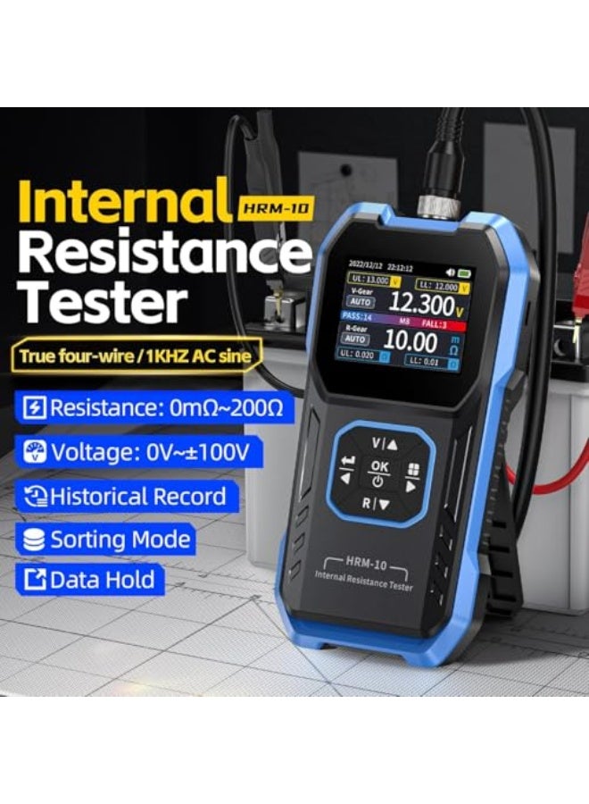 جهاز اختبار البطارية HRM-10، مقياس مقاومة البطارية، مقياس جهد البطارية لأنواع البطاريات، جهاز اختبار بطارية السيارة، بطارية AAA AA، 0-100 فولت 0م-200Ω، محلل بطارية رقمي للسيارات - Image 2