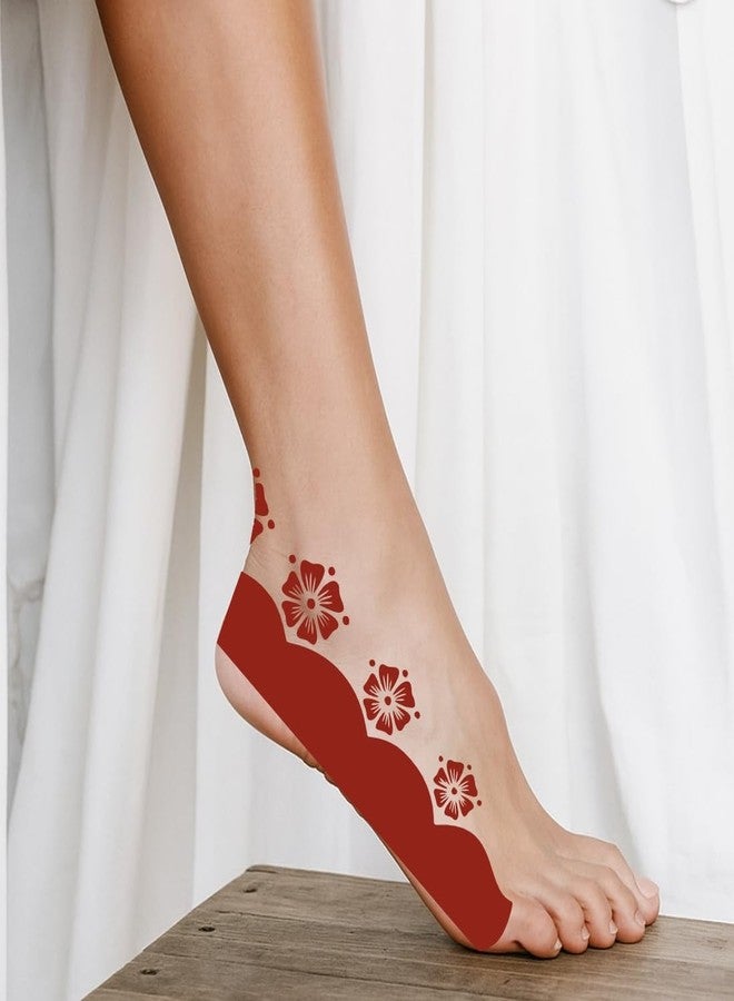 ORDERSHOCK Traditional Style Leg Mehndi Sticker with Graceful Vine and Flower Patterns Easy To Apply And Time Saving Mehndi Stencil For Girls And Women - Image 4