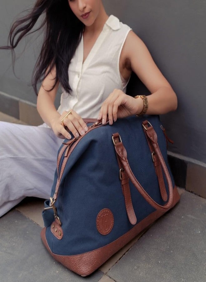 Mona B 35L Travel Duffle Bag for Men and Women with Adjustable Shoulder Strap - Navy - Image 4