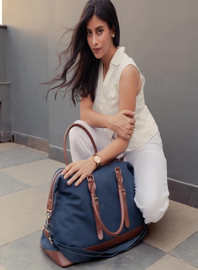 Mona B 35L Travel Duffle Bag for Men and Women with Adjustable Shoulder Strap - Navy - Image 2
