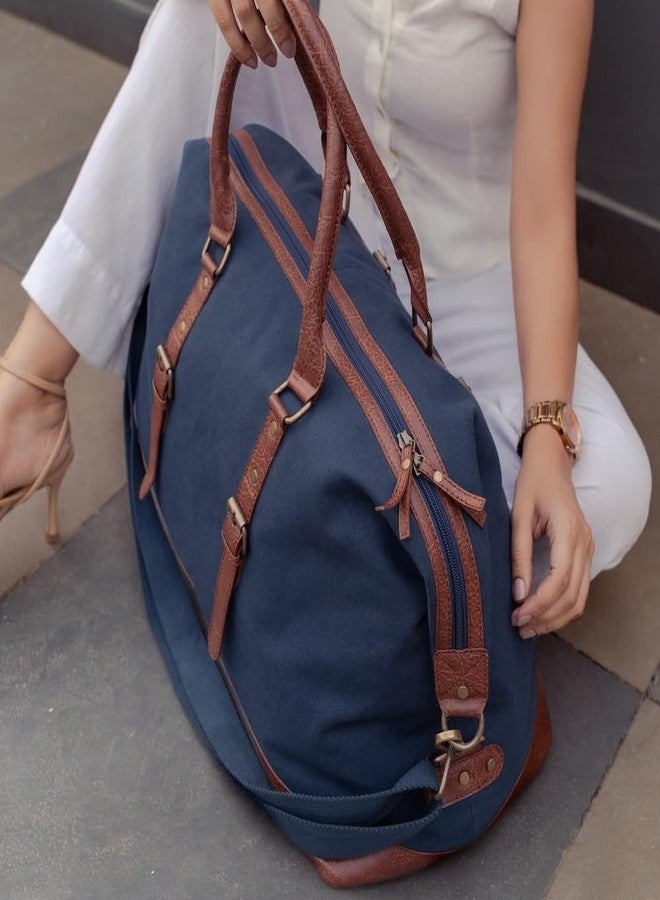 Mona B 35L Travel Duffle Bag for Men and Women with Adjustable Shoulder Strap - Navy - Image 3