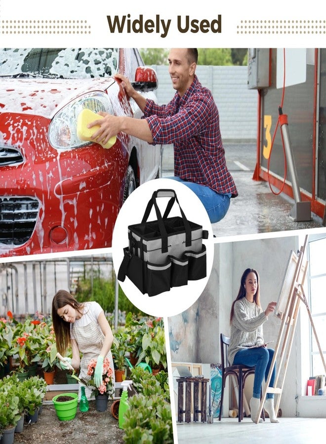 NIMBLOOM Wearable Cleaning Caddy Bag, Large Housekeeping Supply Organizer with Adjustable Shoulder Strap, Waist Strap and Handle, 600D Oxford Cleaning Tote with Dividers for Kitchen, Car Detailing, Black Gray - Image 5