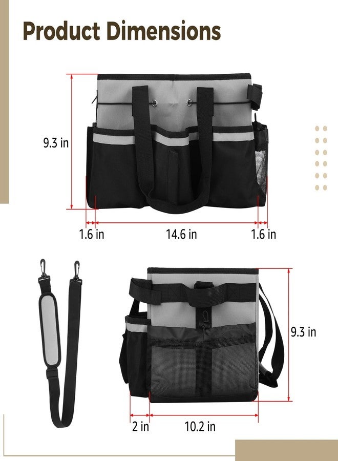 NIMBLOOM Wearable Cleaning Caddy Bag, Large Housekeeping Supply Organizer with Adjustable Shoulder Strap, Waist Strap and Handle, 600D Oxford Cleaning Tote with Dividers for Kitchen, Car Detailing, Black Gray - Image 4