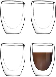 Little World Espresso Cups - Double Walled Cups For Espresso Coffee, Turkish Tea, Cappuccino, Latte, Demitasse, 80 Ml 2.5 Oz Set Of 4 Pcs