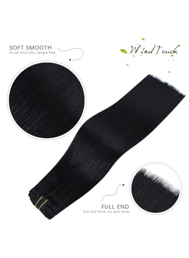 WindTouch Clipin Jet Black Real Hair Extensions 7pcs 18inch Human Hair - Image 3