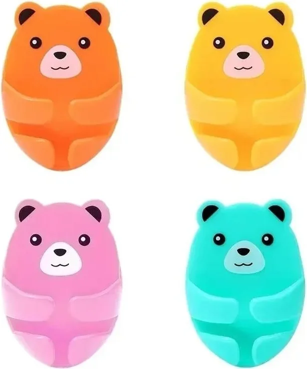 Tineke 4 Pieces Self Adhesive Bear Patterned Plug Hanger Socket Cable Holder