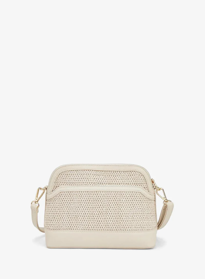 Flora Bella By Shoexpress BEIGE Flora Bella Raffiya Textured Crossbody Bag for Women | Best Price UAE
