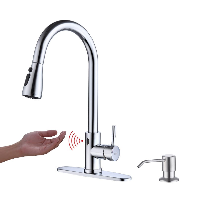 Keer Touchless Faucet with PullDown Sprayer Polished Chrome HandsFree 3 Modes Single Handle Easy Assembly - Image 2