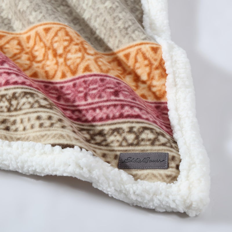 Eddie Bauer - Blanket, Super Soft Reversible Sherpa & Brushed Fleece Bedding, Ideal Throw Blankets for Couch, Plaid Home Design (Nordic Raisin) - Image 2