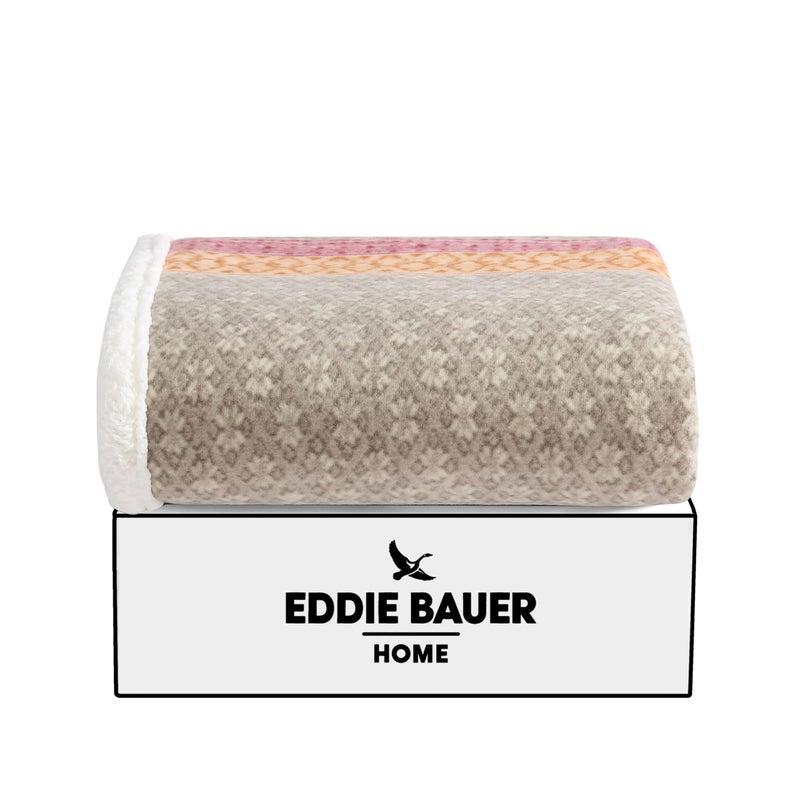 Eddie Bauer - Blanket, Super Soft Reversible Sherpa & Brushed Fleece Bedding, Ideal Throw Blankets for Couch, Plaid Home Design (Nordic Raisin) - Image 4