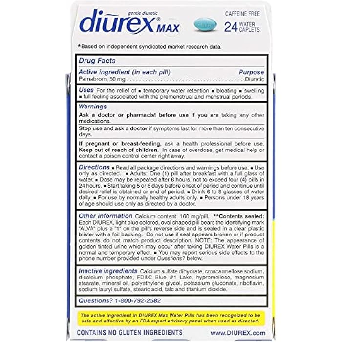 Diurex Max Water Caplets Caffeine Free - 24 Caplets, Pack of 3 - Image 3