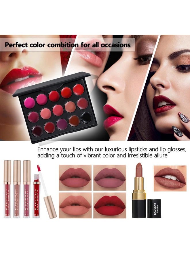 KAVCENT Makeup Kit for Women Full Kit Teens Makeup Set Eyeshadow Palette, Lip Gloss, Lipstick, Makeup Brush, Foundation, Concealer Mascara Powder Puff Makeup Bag Makeup Set for Women Girls Teens Gift - Image 5