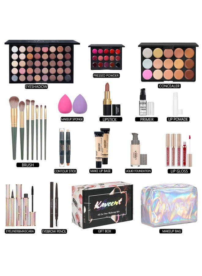 KAVCENT Makeup Kit for Women Full Kit Teens Makeup Set Eyeshadow Palette, Lip Gloss, Lipstick, Makeup Brush, Foundation, Concealer Mascara Powder Puff Makeup Bag Makeup Set for Women Girls Teens Gift - Image 2