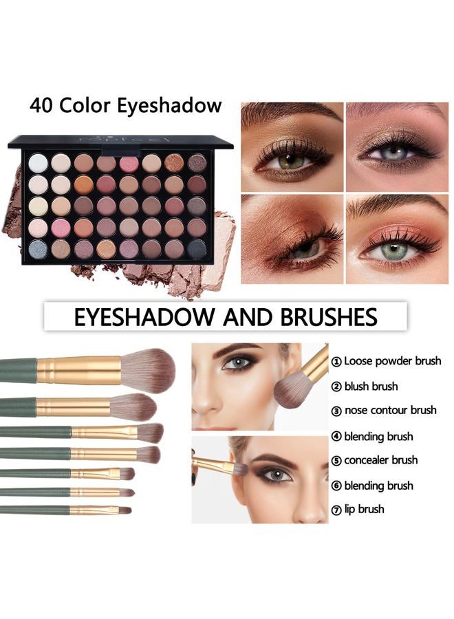 KAVCENT Makeup Kit for Women Full Kit Teens Makeup Set Eyeshadow Palette, Lip Gloss, Lipstick, Makeup Brush, Foundation, Concealer Mascara Powder Puff Makeup Bag Makeup Set for Women Girls Teens Gift - Image 3