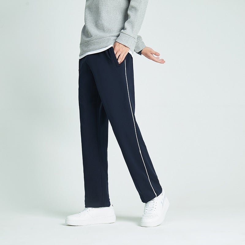Two Bars School Uniform Pants Men And Women Junior High School Students Dark Blue Baby Velvet School Pants Pure Cotton Fleece-Lined Thickened - Image 1