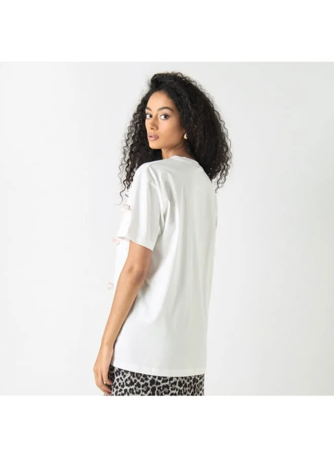 2Xtremz 2Xtremz Bow Applique T-shirt with Short Sleeves