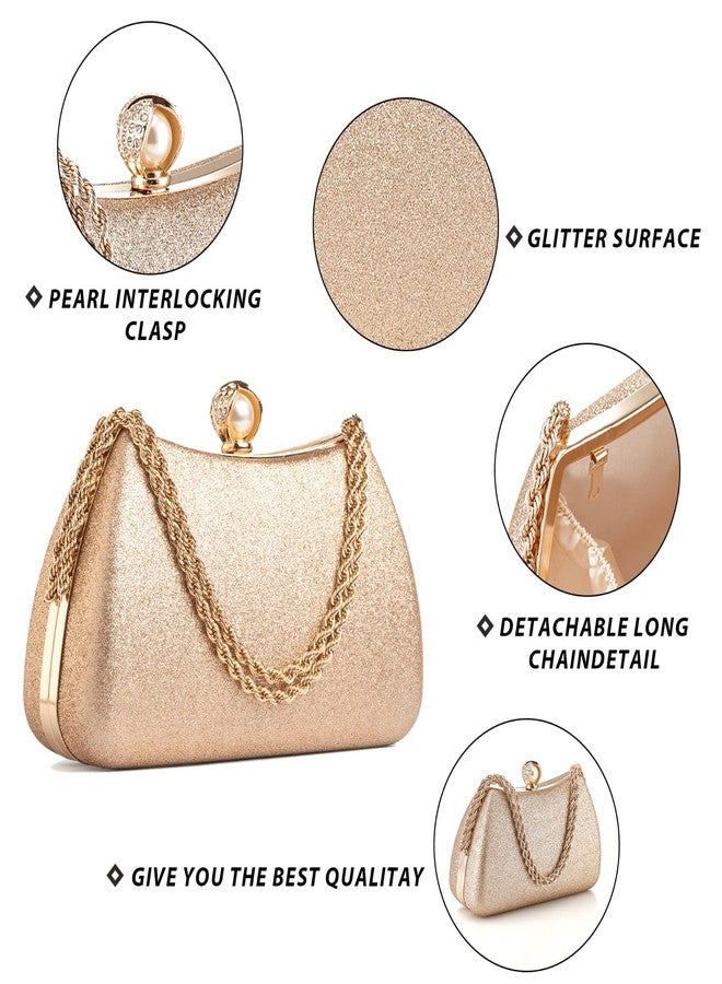 Buric Sparkle Clutch Bag for Women Glitter Evening Purse Formal Wedding Handbags with Detachable Chain Sequin Shiny Purse for Cocktail Party (Champagne) - Image 2