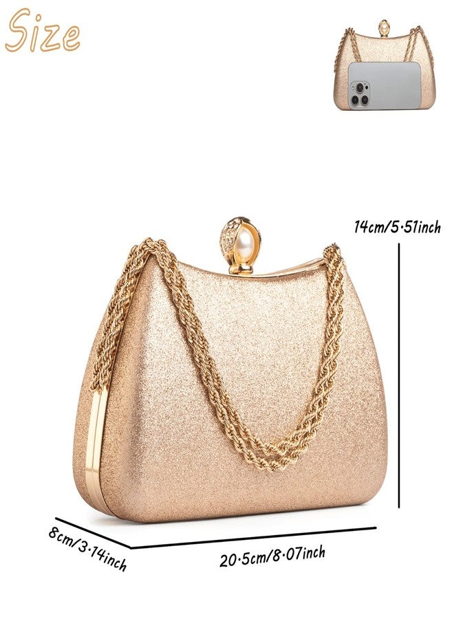 Buric Sparkle Clutch Bag for Women Glitter Evening Purse Formal Wedding Handbags with Detachable Chain Sequin Shiny Purse for Cocktail Party (Champagne) - Image 4