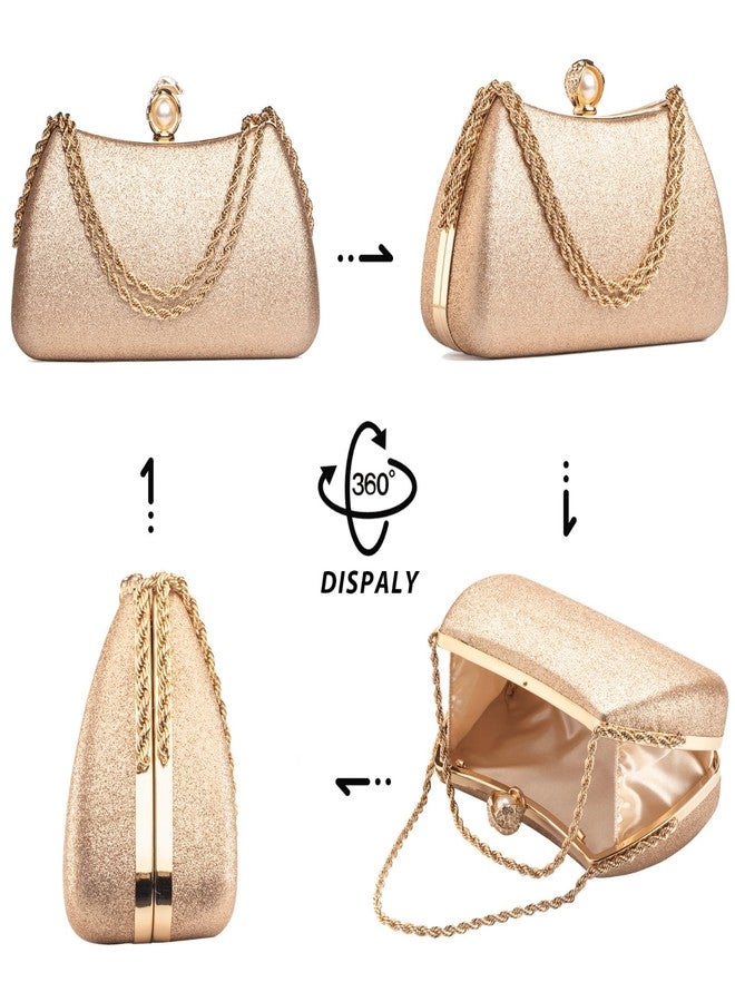 Buric Sparkle Clutch Bag for Women Glitter Evening Purse Formal Wedding Handbags with Detachable Chain Sequin Shiny Purse for Cocktail Party (Champagne) - Image 3