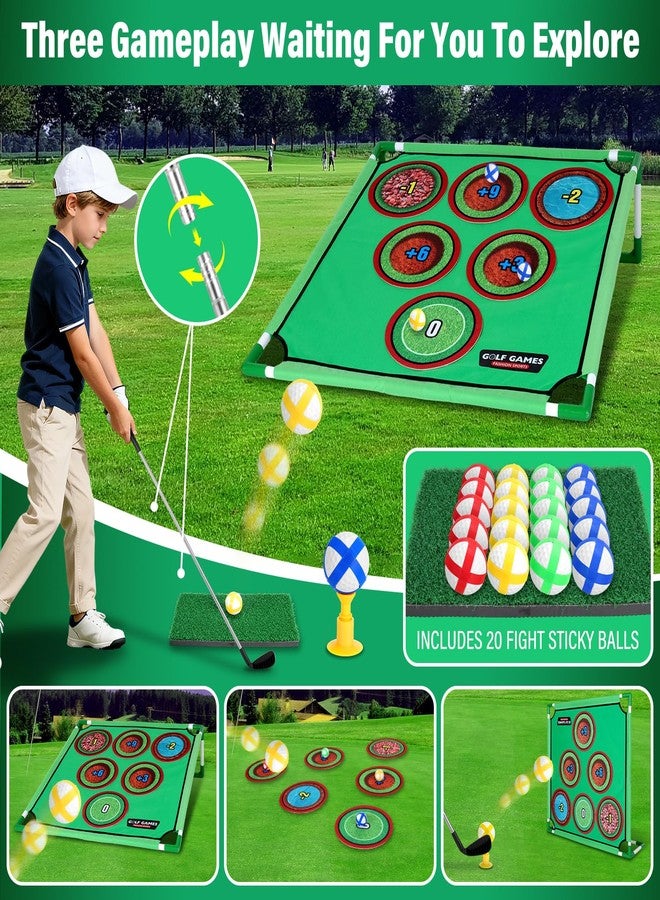 UMMNPR Velcro Golf Chipping Game Set with 20 Sticky Balls, 3 in 1 Battle Backyard Golf Game, 6 Hole Covers, Hitting Mat, Carry Bag, Scoreboard, Lawn Putting Game for Family Outdoor Indoor - Image 2
