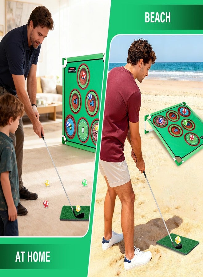 UMMNPR Velcro Golf Chipping Game Set with 20 Sticky Balls, 3 in 1 Battle Backyard Golf Game, 6 Hole Covers, Hitting Mat, Carry Bag, Scoreboard, Lawn Putting Game for Family Outdoor Indoor - Image 5
