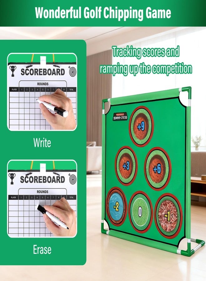 UMMNPR Velcro Golf Chipping Game Set with 20 Sticky Balls, 3 in 1 Battle Backyard Golf Game, 6 Hole Covers, Hitting Mat, Carry Bag, Scoreboard, Lawn Putting Game for Family Outdoor Indoor - Image 3
