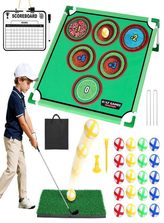 UMMNPR Velcro Golf Chipping Game Set with 20 Sticky Balls, 3 in 1 Battle Backyard Golf Game, 6 Hole Covers, Hitting Mat, Carry Bag, Scoreboard, Lawn Putting Game for Family Outdoor Indoor - Image 1