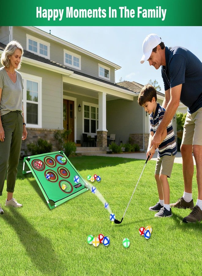 UMMNPR Velcro Golf Chipping Game Set with 20 Sticky Balls, 3 in 1 Battle Backyard Golf Game, 6 Hole Covers, Hitting Mat, Carry Bag, Scoreboard, Lawn Putting Game for Family Outdoor Indoor - Image 4