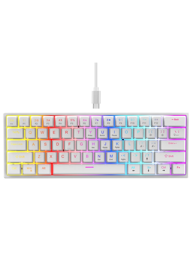 T-WOLF 61 Keys Mechanical Gaming Keyboard ,75% Mini Wired Waterproof Backlit Silent Color RGB Light Effect ,Suitable for PC/Ps4/Xbox Gamers - Image 1