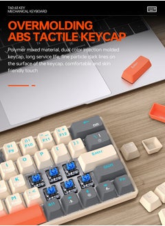 T-WOLF 63 Keys Mechanical Gaming Keyboard ,75% Mini Wired Waterproof Backlit Silent Color RGB Light Effect ,Suitable for PC/Ps4/Xbox Gamers  - Image 4