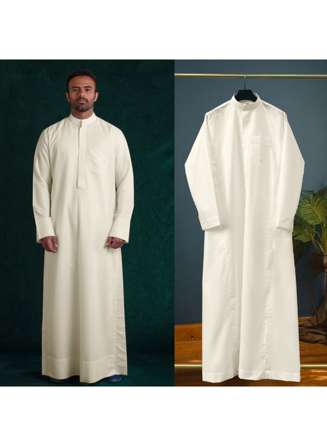 عباية - ثوب عربي رجالي - بيج، 56L - ملابس تقليدية، ملابس إسلامية، زي إسلامي، عباية دبي، قفطان، جبة - Image 1