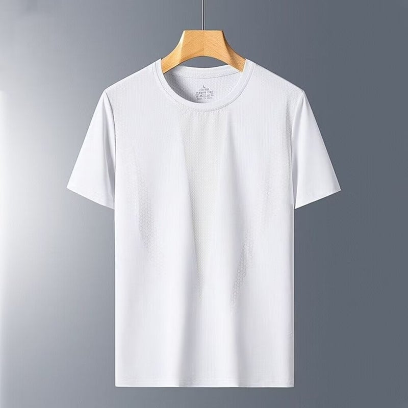 Summer New Men's Short-Sleeved T-Shirt Men's Sports Mesh Quick-Drying Cool Thin Loose Casual Half-Sleeved Top - Image 4