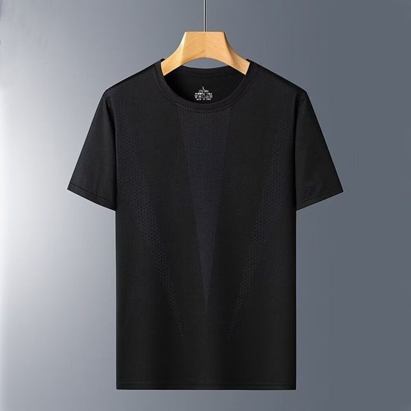 Summer New Men's Short-Sleeved T-Shirt Men's Sports Mesh Quick-Drying Cool Thin Loose Casual Half-Sleeved Top - Image 3