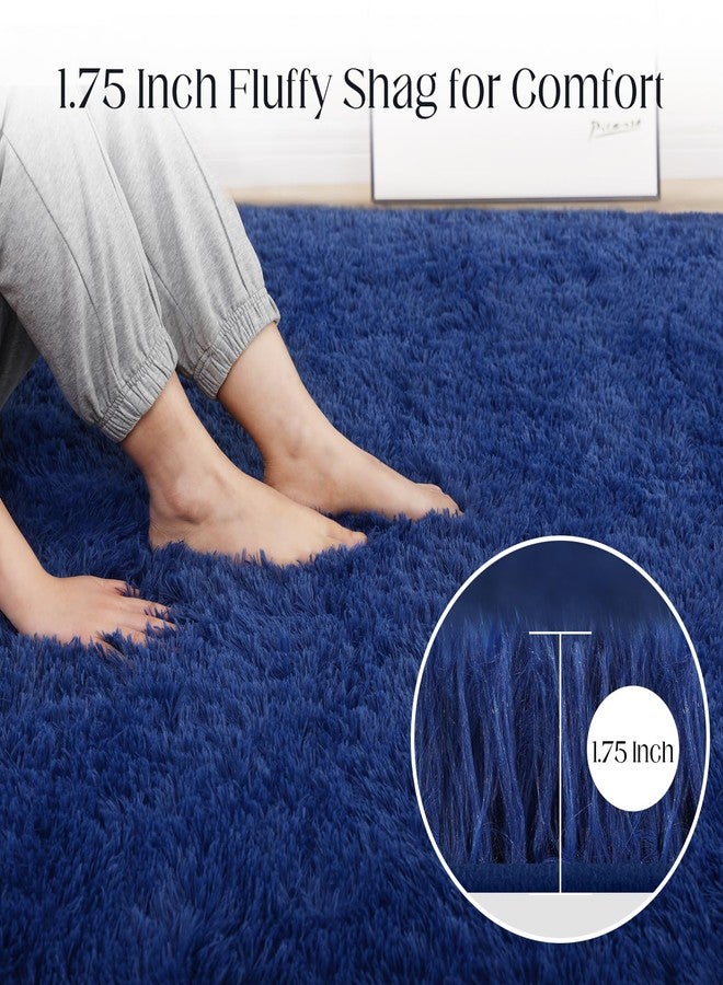Puremy Soft 5x7 Blue Rug, Fluffy Area Rugs for Living Room, Plush Navy Area Rugs for Bedroom, Non-Slip Indoor Carpet for Nursery, Study Room, Kids Room, Room Decor - Image 2