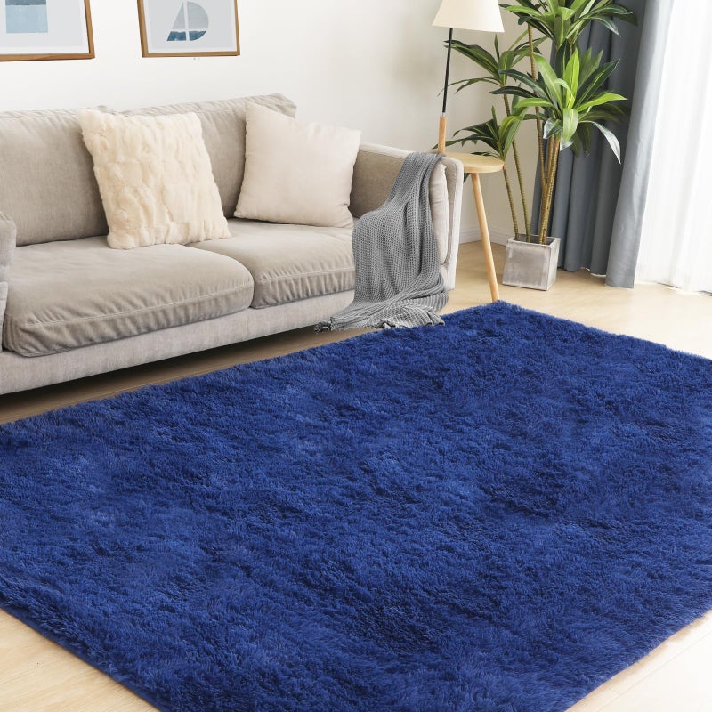 Puremy Soft 5x7 Blue Rug, Fluffy Area Rugs for Living Room, Plush Navy Area Rugs for Bedroom, Non-Slip Indoor Carpet for Nursery, Study Room, Kids Room, Room Decor - Image 1
