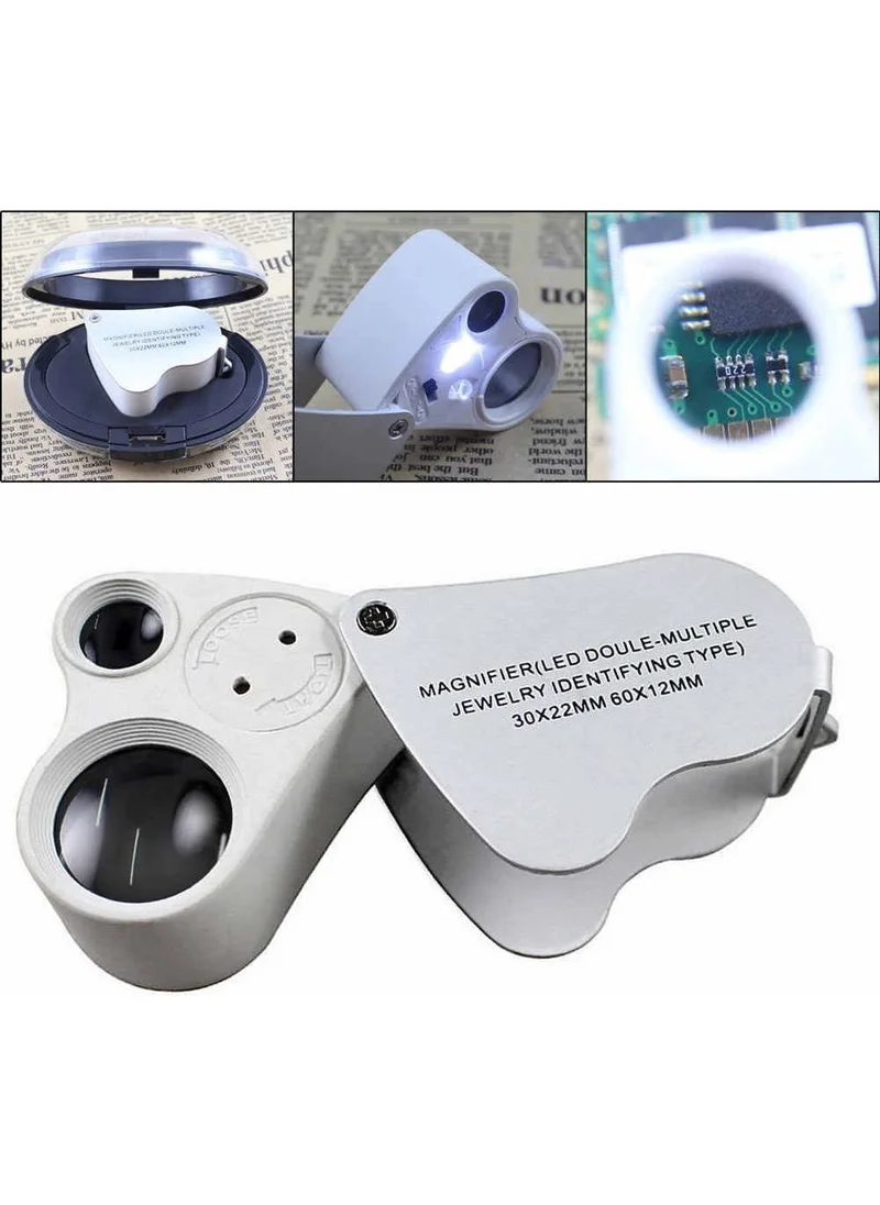 BarkoFix 30X Magnification Loop Eyepiece Metal LED Light Loop Loupe Jewelry, Jeweler, Watch Phone Repair Magnifier