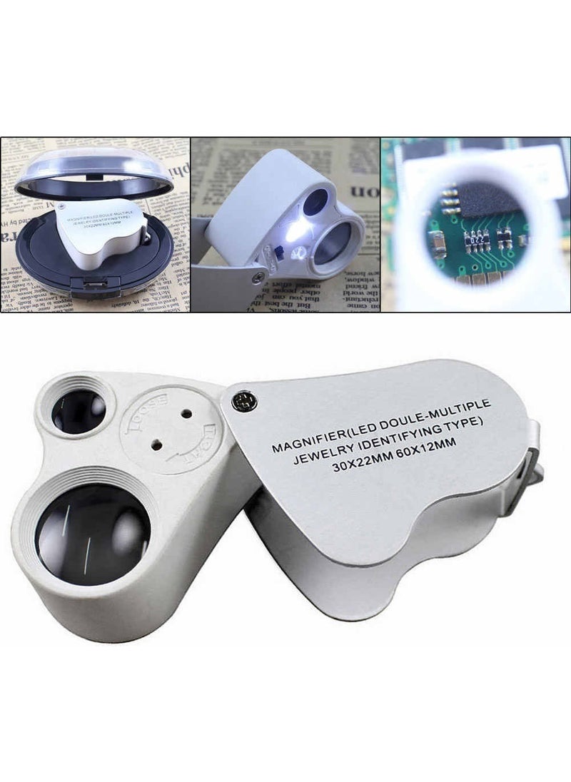 BarkoFix - 30X Magnification Loop Eyepiece Metal LED Light Loop Loupe Jewelry, Jeweler, Watch Phone Repair Magnifier - Image 1